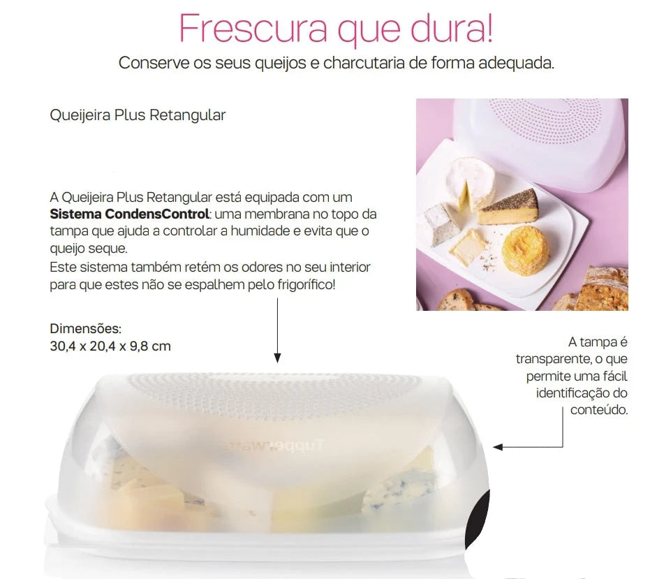 Queijeira grande retangular