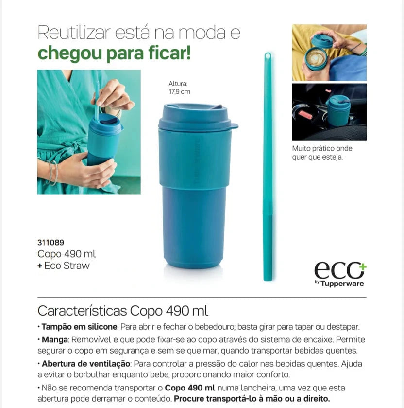 Copo com EcoStraw 490ml
